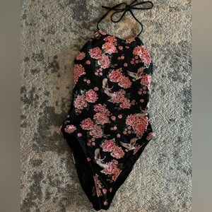 High Cut One Piece Halter Swim Suit NWOT
